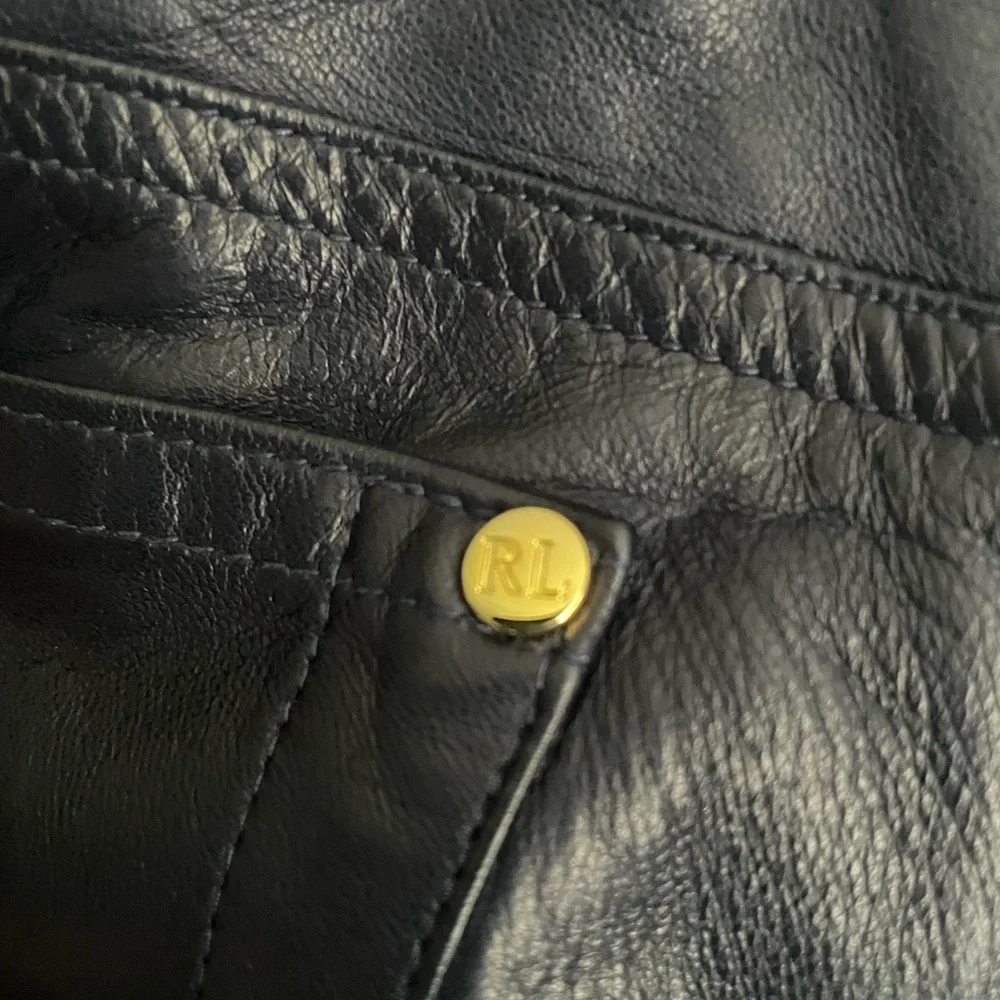 Ralph Lauren Black Label Dark Blue Leather Pants Size 4 - Picture 3 of 5